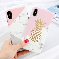 USLION Marble Stone Print Flower Leaf Hard PC Phone Case for iphone X XR XS MAX 6 7 8 Plus