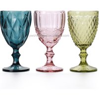 Best selling handmade colored elegant engraved goblet big wine glass cup