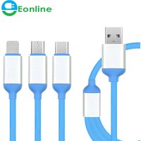 3 In 1 Micro USB Type C 8-pin Multi Charger Cable for Xiaomi Samsung Mobile Phone USB Cord USB-C Charging Cabel