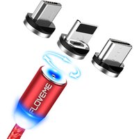 Free Shipping FLOVEME 2019 New 2m 3 in 1 Magnetic Cable Nylon Braided Magnet Phone Charger Cable