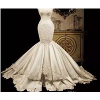 Mermaid Wedding Dress Beaded Crystal Pearl Appliqués