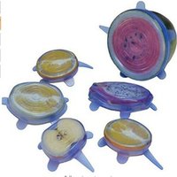 6 pack Reusable Container Lid Sets Kitchenware Safe Stretchy Bowl Food Covers Flexible Silicone Stretch Lids