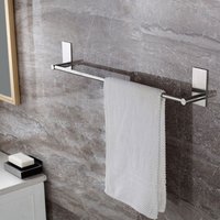 Wholesale Self Adhesive Bathroom Towel Bar Brushed SUS 304 Stainless Steel Bath Wall Shelf Rack Hanging Towel Sticky Hanger
