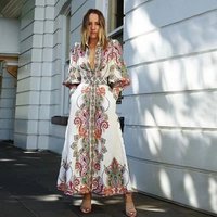 Christmas Design Long Sleeve Maxi Shirt Dress