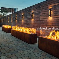 Large Square Corten Steel Outdoor Gas Fire Pit