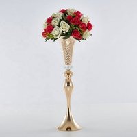 Large diameter gold wedding decoration metal vase