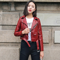 Pu Leather Jacket Women Fashion Bright Colors Black Motorcycle Coat Short Faux Leather Biker Jacket Soft Jacket Female
