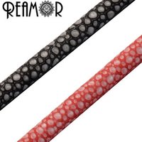 REAMOR 6mm Black Red Stingray Skin Leather Cord For Bracelet