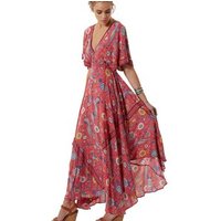 Bohemian Floral Print Deep V Neck Maxi Dress