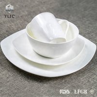 16pcs Restaurant white dinner set square shape porcelain Fine Bone China dinner set pakistan