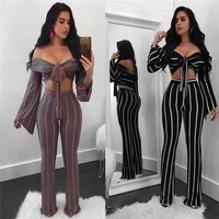 Lifu 2 Piece Set Women Clothing Summer Outfit Long Sleeve Tops+Long Pants Sexy Fashion Clothing For Women