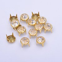 10mm Metal Studs Spikes Gold Claw Rhinestone Rivet Decoration Rivet For Leather Clothes Shoes DIY Crafts