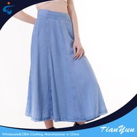 Casual Woven Denim Long Skirt