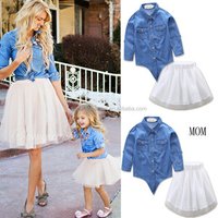 Family Matching Denim Shirt & Tutu Skirt Outfits