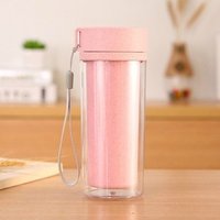 Wheat straw thermos flask for drinking safe water 400ml Double wall vacuum cup