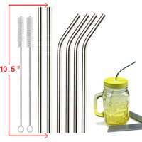 SS304 Stainless Steel Straws Drinking Straws with Cleaning Brushes 8.5" 10.5" Metal Straws for 20oz 30oz Tumblers in Linen Bag