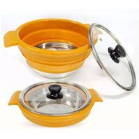 Collapsible Stainless Steel Bottom Silicone Cooking Pot