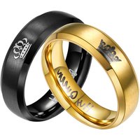 Titanium Couple Rings His Queen Her King Gold Rings Crown Wedding Engagement Jewelry