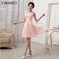 Eco-Friendly Pink White Chiffon Short Formal Gowns O-Neck Sleeveless Elegant Party Dress for Women Girls Plus Size S-XXL Line