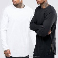 Plain Long Sleeve T Shirt Curved Hem