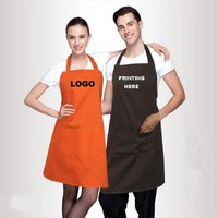 Free Shipping Customized Your Logo 2 Front Pockets Plain Color Comfortable Unisex Cheap Kitchen Apron