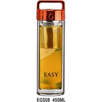 EG508 410ML/14OZ Oem thick bottom portable glass water bottle with plastic lid