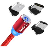 TOPK Round Rotatable Nylon Braided LED Magnatic USB Charging Cable