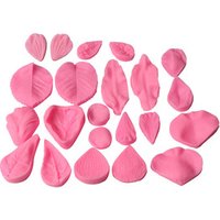 22PCS Flowers Fondant Mold Chocolate Gum Paste Mold Cake Decorating Tools Baking Silicone Leaf Mold