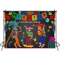 Mexican Day of the Dead Theme Party Decoration Background Blackboard Bone Man Photography Backdrop