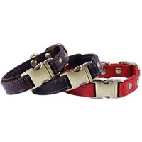 Luxury Real Leather Dog Collar Strong Metal Buckle