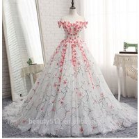 Astergarden Floral Bridal Gown Capped Sleeves