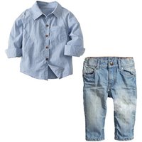 Striped Long Sleeved Shirt & Denim Suit