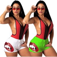 2019New Hot Denim Hot Shorts for Women Casual Summer Lip Sequins Low Waisted Short Jeans Pants