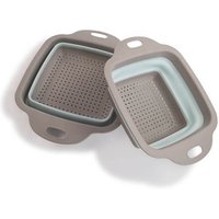 Hot Sale 2-pcs Foldable Draining Basket Strainer Set Kitchen Silicone Collapsible Colander