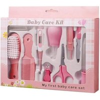 10pcs Newborn Nursery Health care Set with Baby Nail Clipper File Scissor Tweezer Thermometer Brush Comb