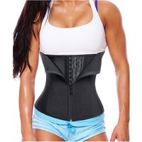 Women Plus Size Latex Waist Trainer Corset Zipper Underbust Cincher Belt Weight Loss Body Shaper Tummy Control Training Slimming
