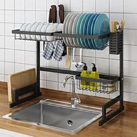65cm Two Tier Stainless Steel Dish Draining Rack