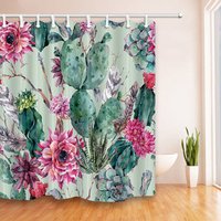 Cactus Print Waterproof Bathroom Shower Curtain