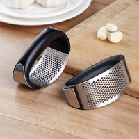 Stainless Steel Manual Hand Pressed Kitchen Tools Chopper Rocker Crusher Garlic Press with ABS Handle