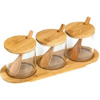 Pyrex Glass Jar Set Spoon Lid 3 Pieces