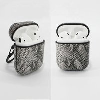 New 2019 for iPhone Airpods wireless earbuds Classical Snake Skin PU Leather bag cover case for Air pods earphone