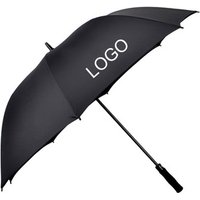 30inch Oversize Long Shaft Windproof Black Golf Umbrella with Logo Printing