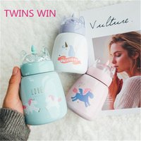 Unicorn thermos mug cartoon creative 304 stainless steel vacuum cup cute mini portable student water bottle 764