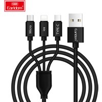 Earldom Factory USB Charger Type C Micro 8pin USB 3 IN 1 USB Cable for Android TYPE C Mobile phone