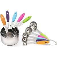 10 Piece Colourful Stainless Steel Measuring Set Silicone Handles