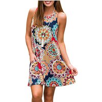 Element Print Sleeveless Round Neck Casual Dress