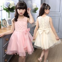 Girls' Summer Sleeveless Lace Princess Party Dress
