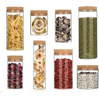 hand blown food safe borosilicate glass cylinder jar with cork lid