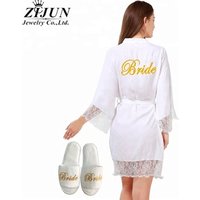 Personalised Cotton Lace Robe Bridesmaids Wedding Guests