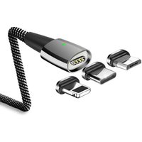 SOSLPAI high quality magnetic data cable zinc alloy+nylon fabric magnetic usb 3 in 1 charger cable